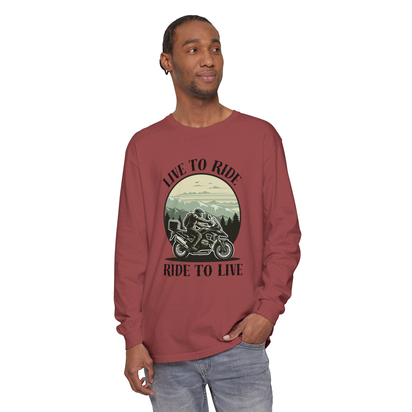 Live to Ride Unisex Garment-dyed Long Sleeve T-Shirt