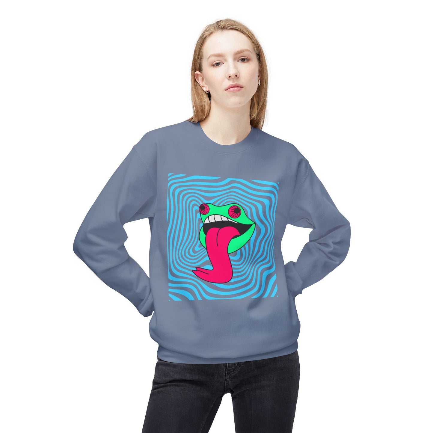 Retro Frog Unisex Midweight Softstyle Fleece Crewneck Sweatshirt