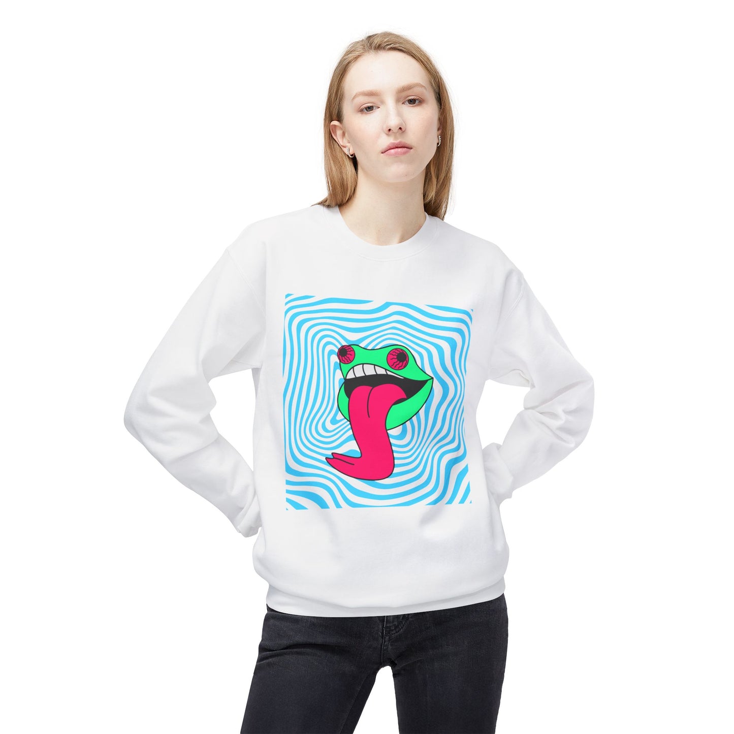 Retro Frog Unisex Midweight Softstyle Fleece Crewneck Sweatshirt