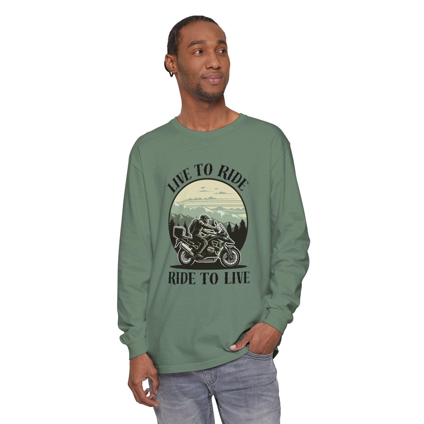 Live to Ride Unisex Garment-dyed Long Sleeve T-Shirt