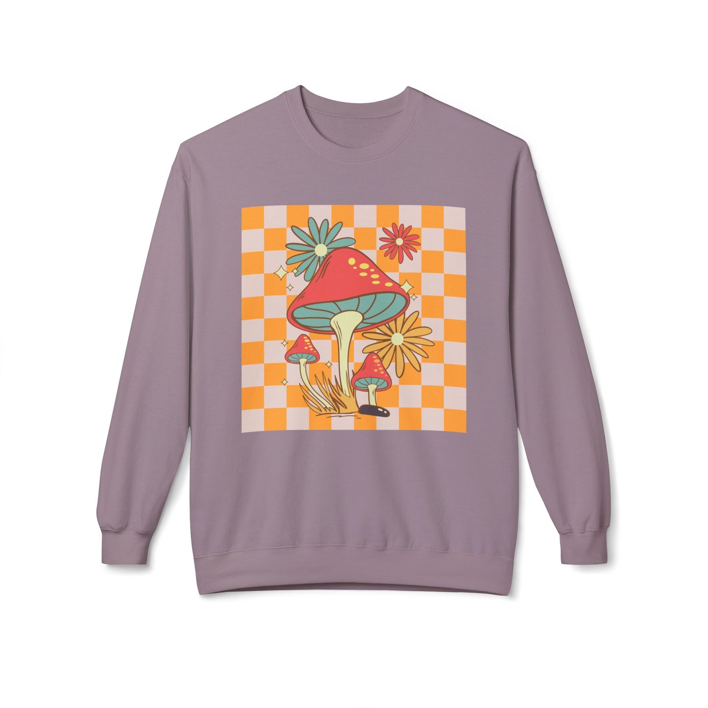 Retro Mushroom Unisex Midweight Softstyle Fleece Crewneck Sweatshirt