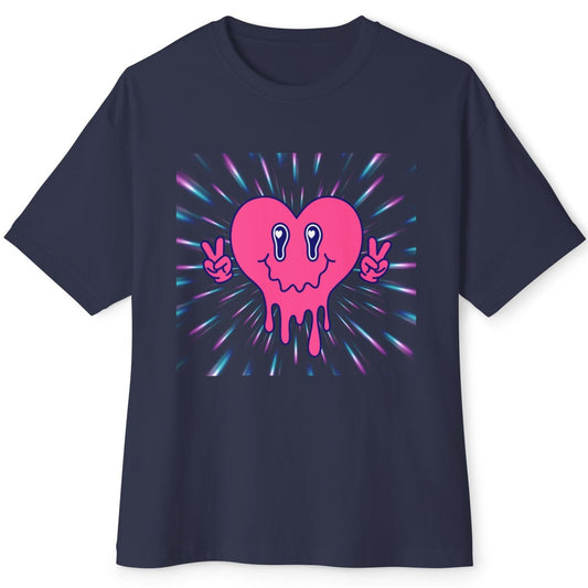 Retro Heart Unisex Oversized Boxy Tee