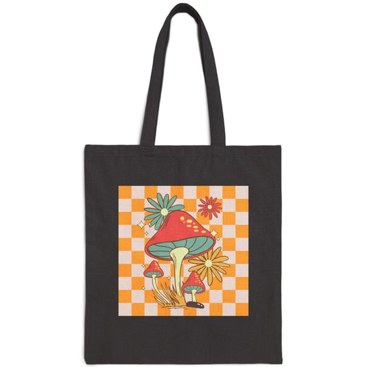 Retro Mushrooms Cotton Canvas Tote Bag