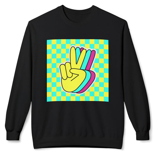 Retro Peace Unisex Midweight Softstyle Fleece Crewneck Sweatshirt