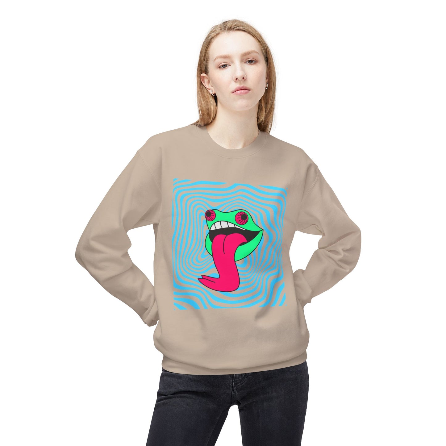 Retro Frog Unisex Midweight Softstyle Fleece Crewneck Sweatshirt