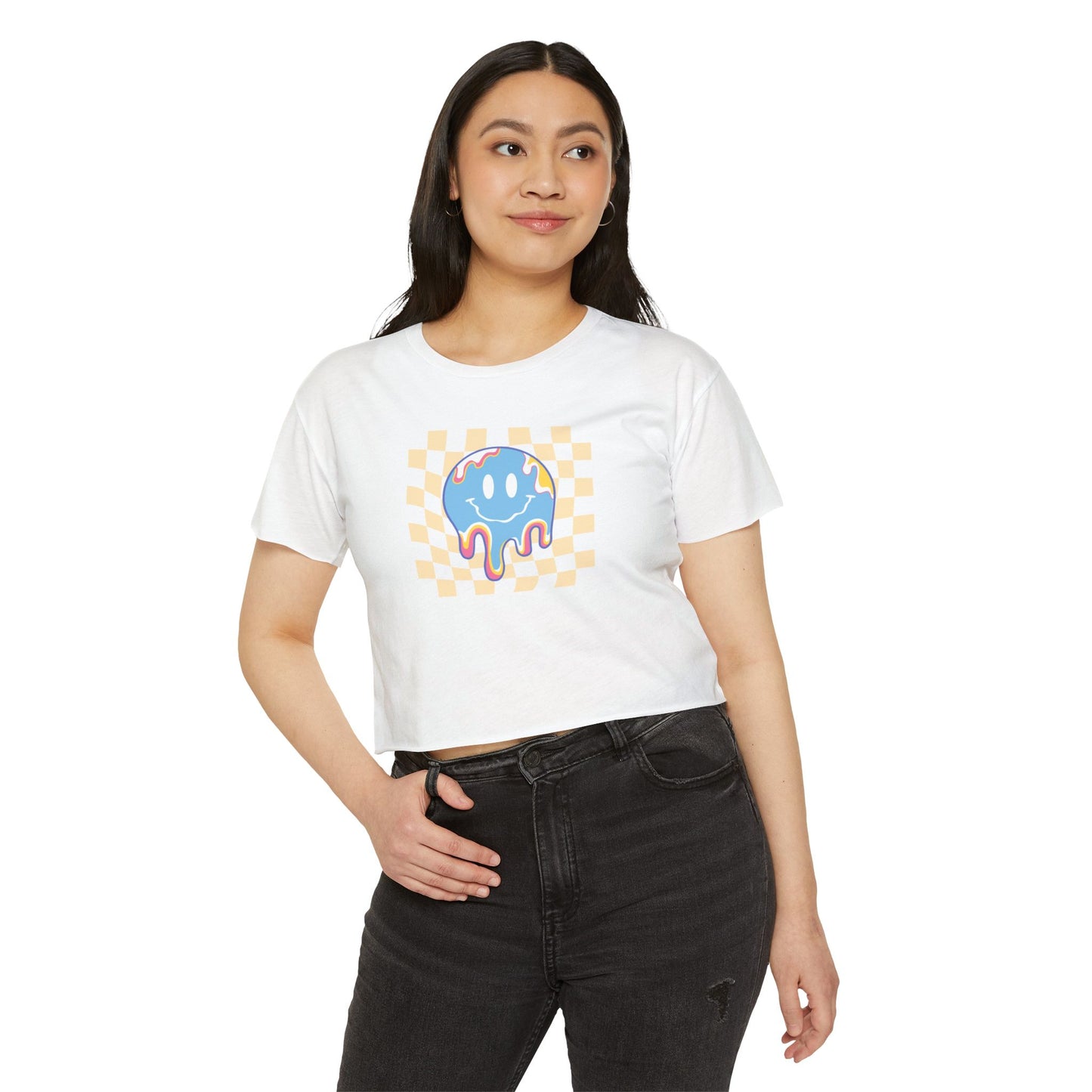 Retro Smiley Face Women's Festival Crop Top