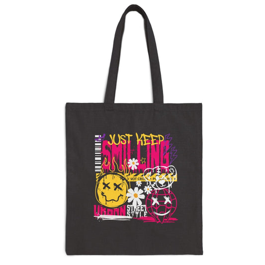 Cotton Just Keep Smiling Canvas Tote Bag