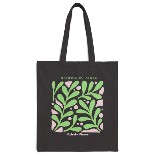 Cotton Breathe in Peace Canvas Tote Bag