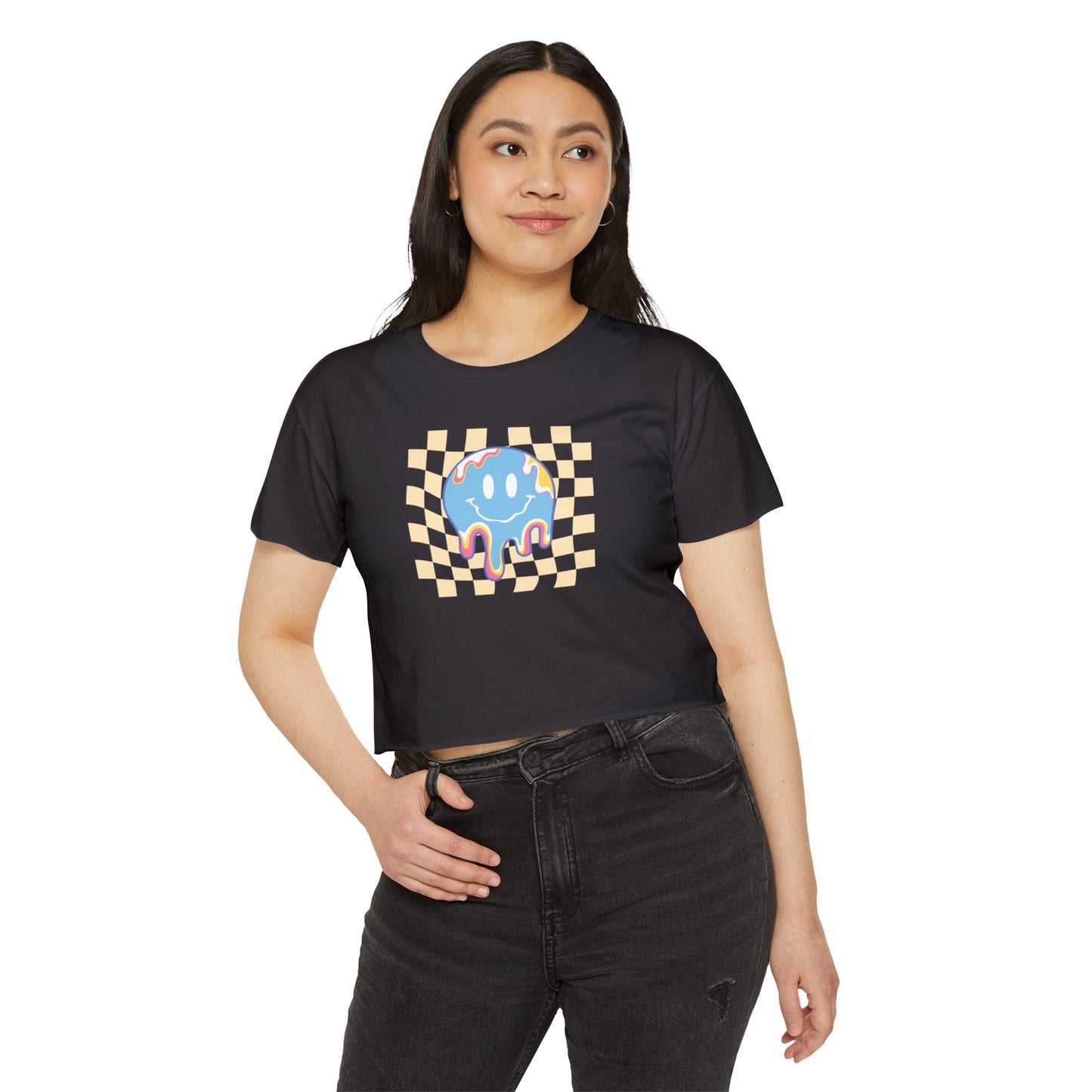 Retro Smiley Face Women's Festival Crop Top