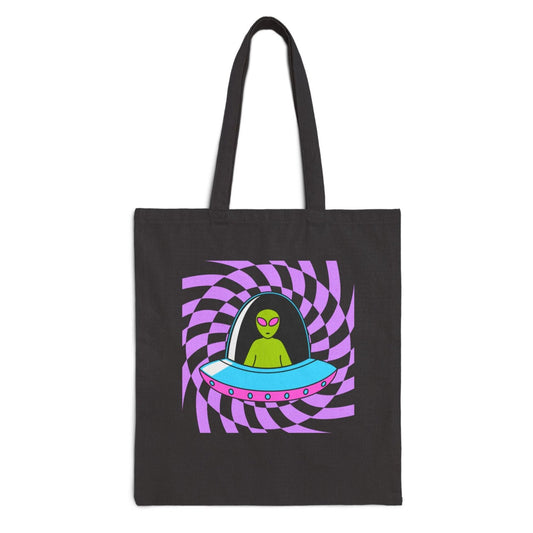 Retro Alien Cotton Canvas Tote Bag