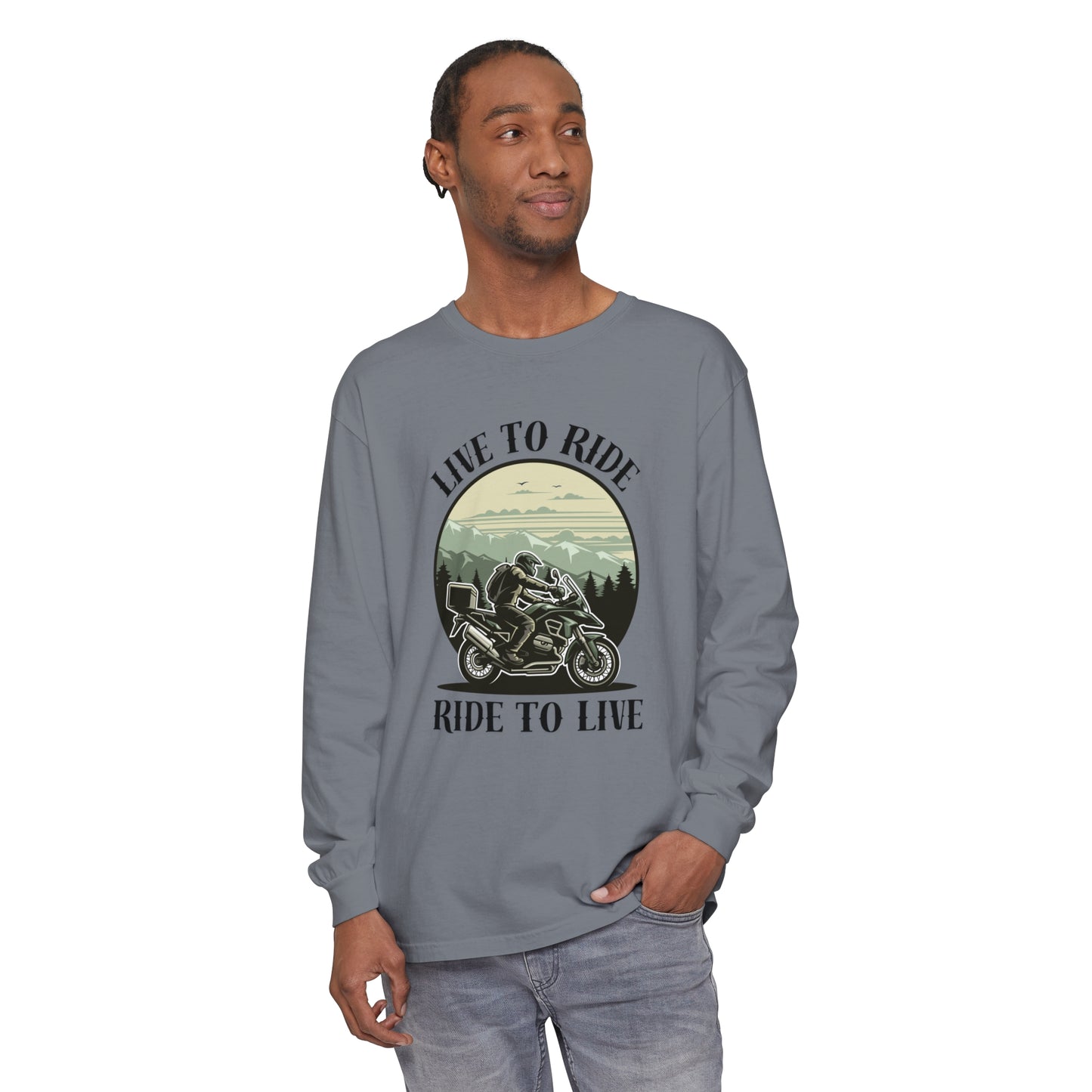 Live to Ride Unisex Garment-dyed Long Sleeve T-Shirt