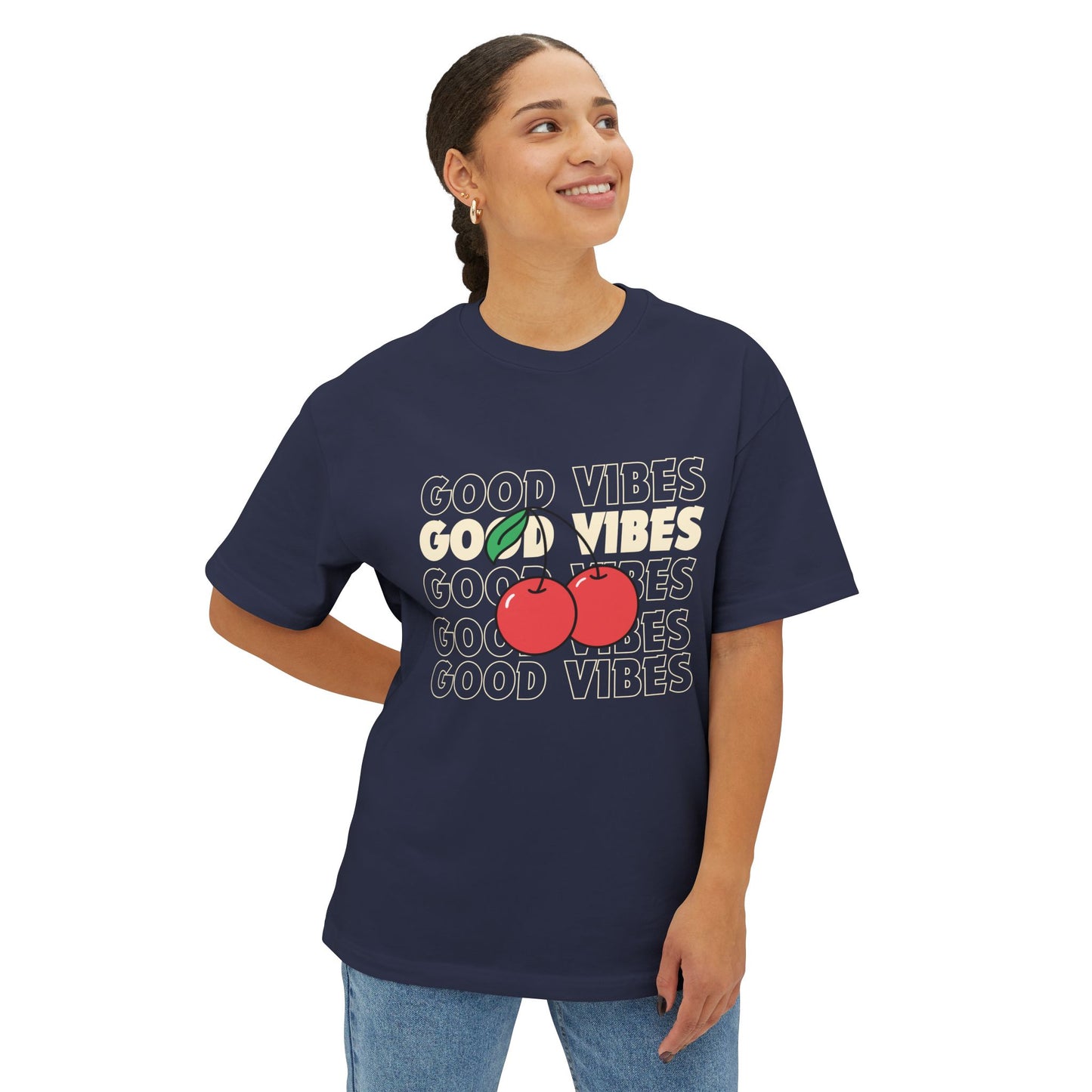 Good Vibes Cherry Unisex Oversized Boxy Tee