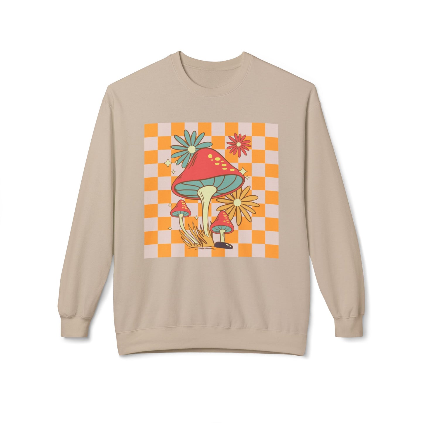 Retro Mushroom Unisex Midweight Softstyle Fleece Crewneck Sweatshirt