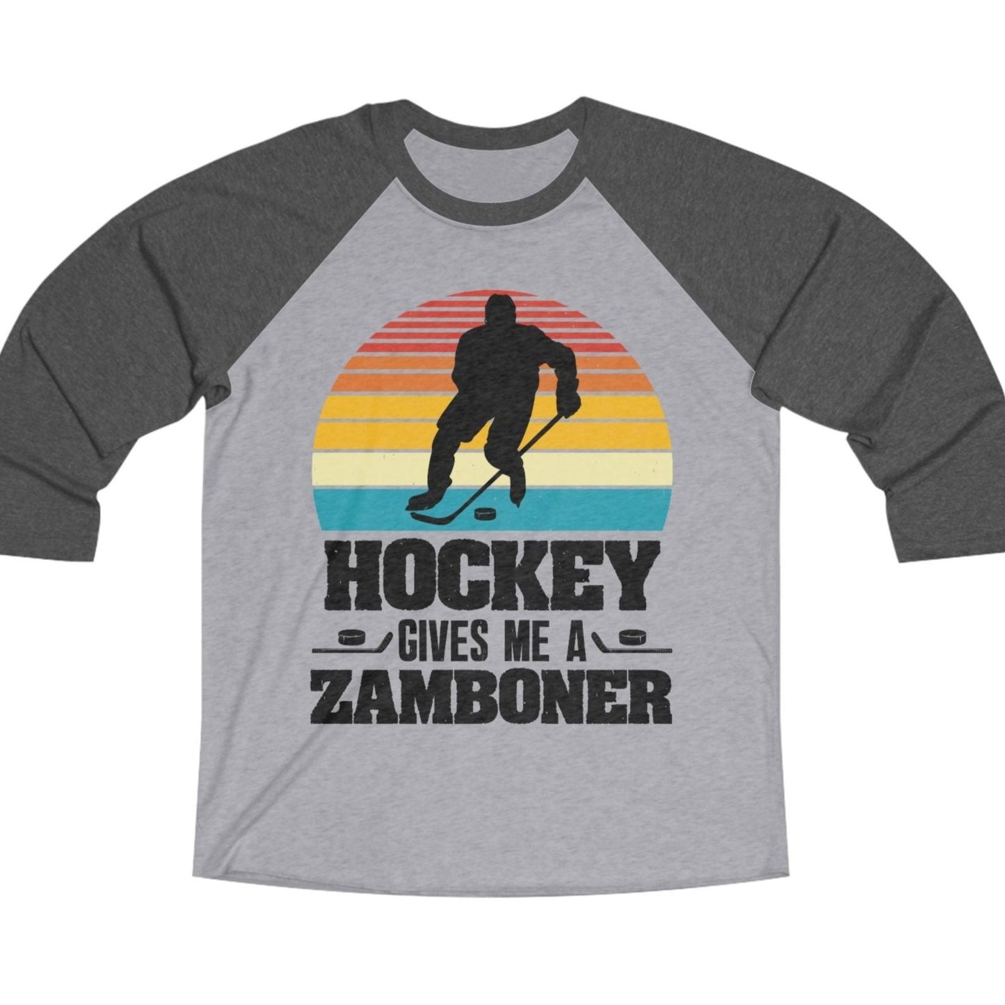 Hockey Gives Me a Zamboner Unisex Tri-Blend 3\4 Raglan Tee