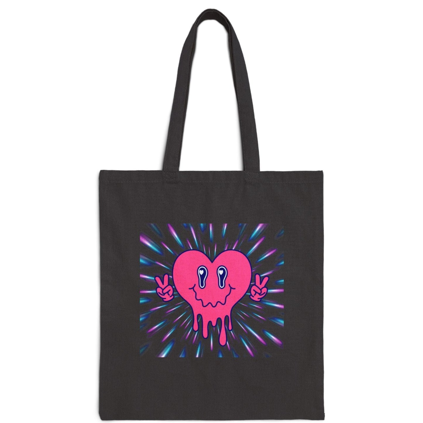 Retro Heart Cotton Canvas Tote Bag