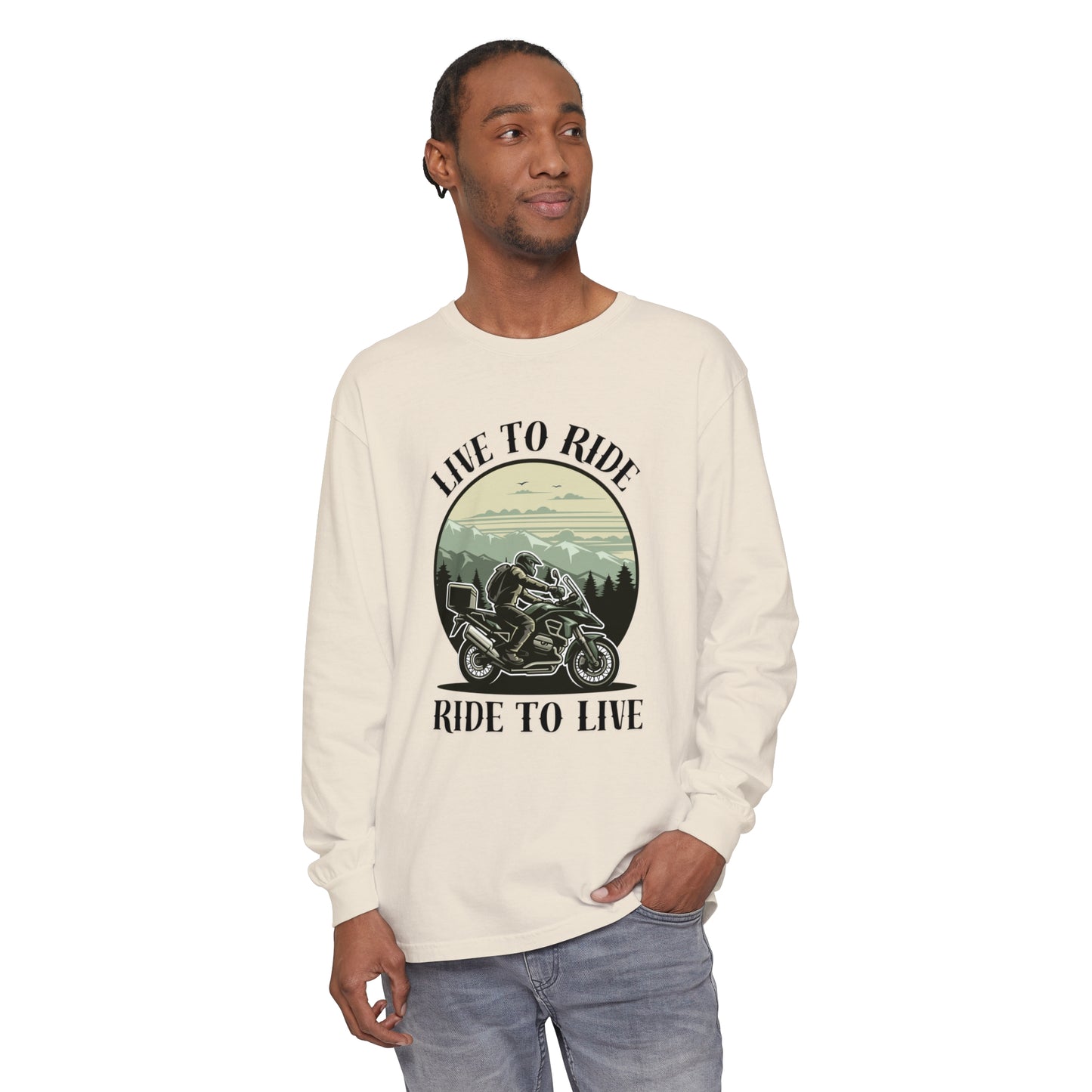 Live to Ride Unisex Garment-dyed Long Sleeve T-Shirt