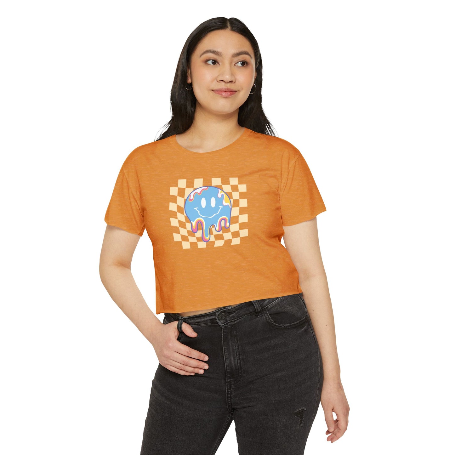 Retro Smiley Face Women's Festival Crop Top