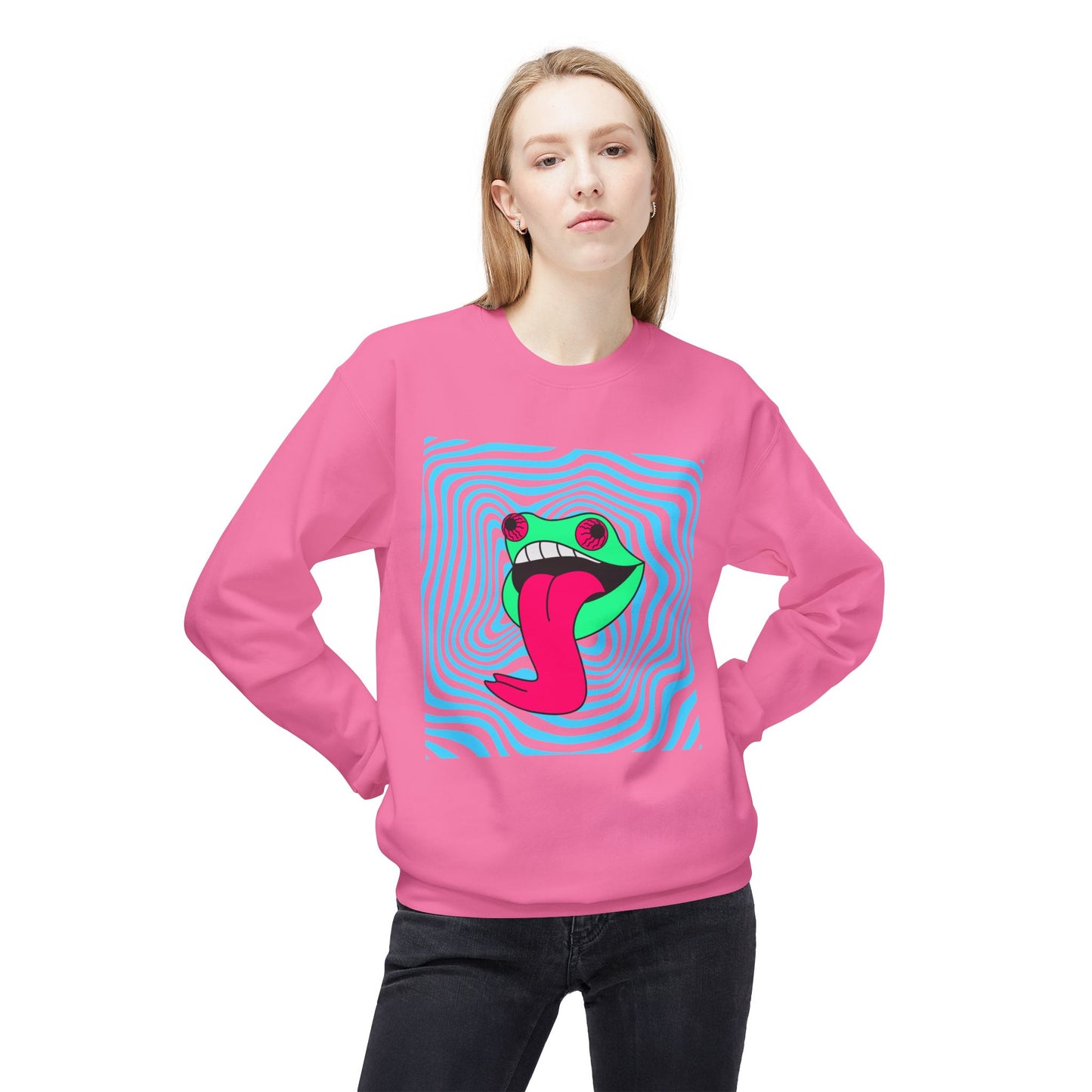 Retro Frog Unisex Midweight Softstyle Fleece Crewneck Sweatshirt