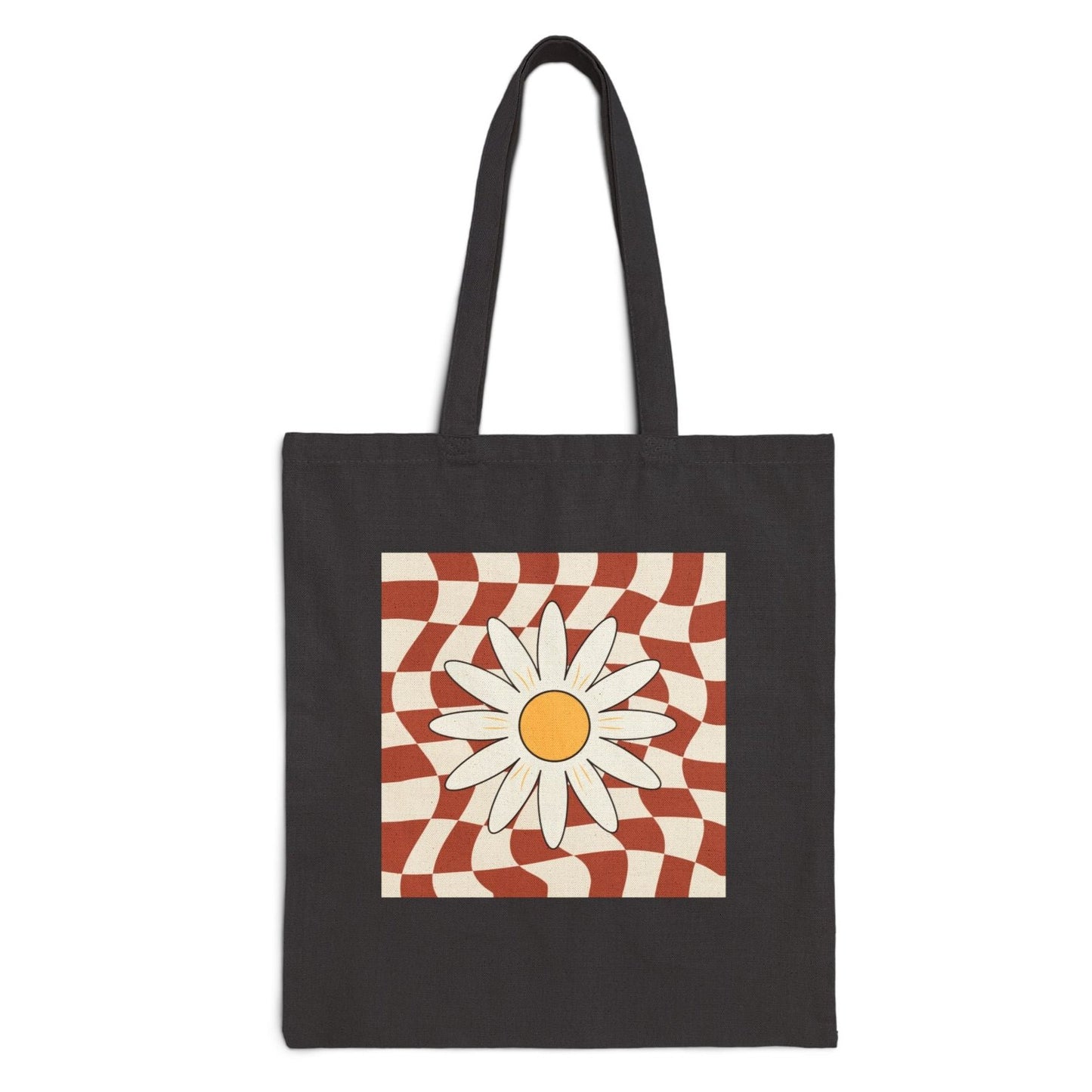 Retro Daisy Cotton Canvas Tote Bag