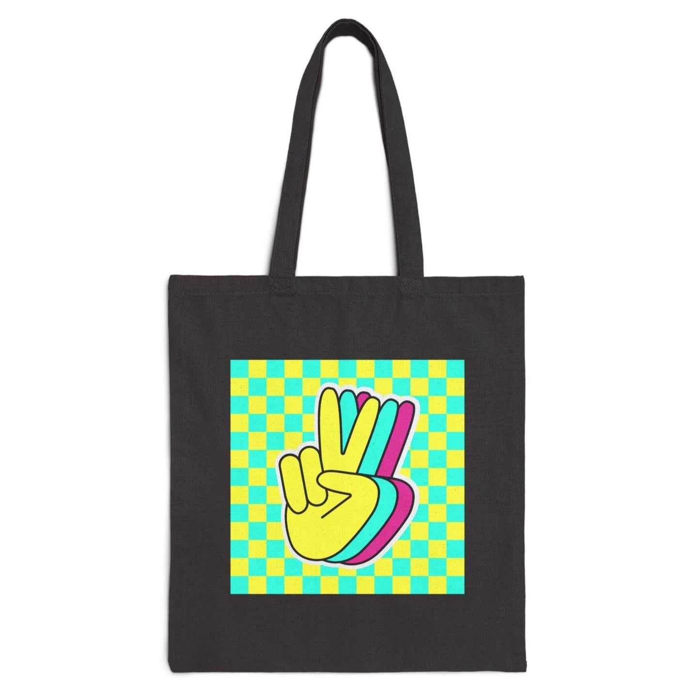 Retro Peace Cotton Canvas Tote Bag