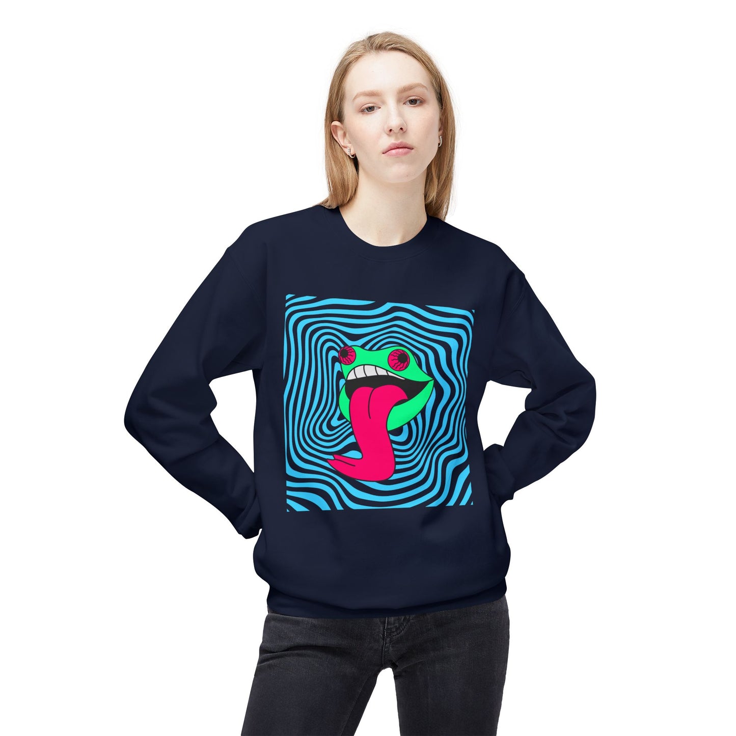 Retro Frog Unisex Midweight Softstyle Fleece Crewneck Sweatshirt