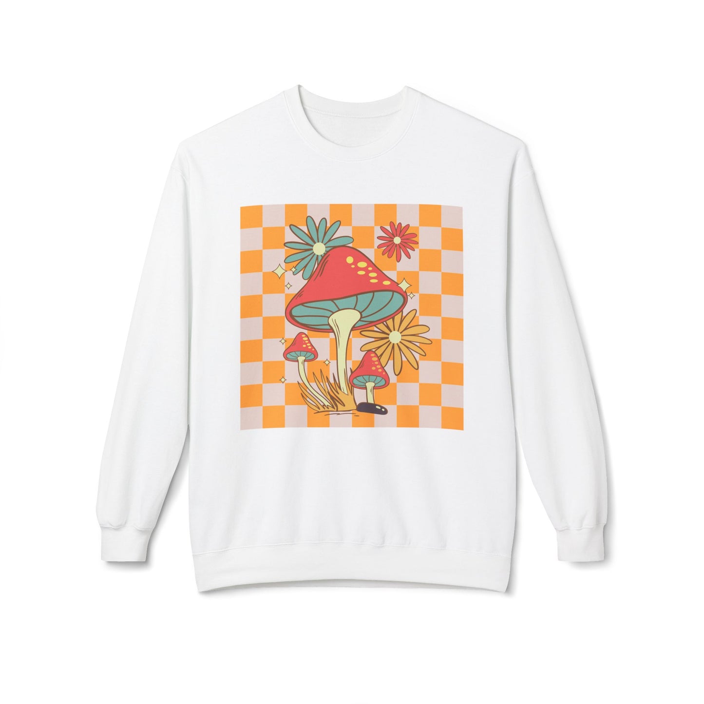 Retro Mushroom Unisex Midweight Softstyle Fleece Crewneck Sweatshirt