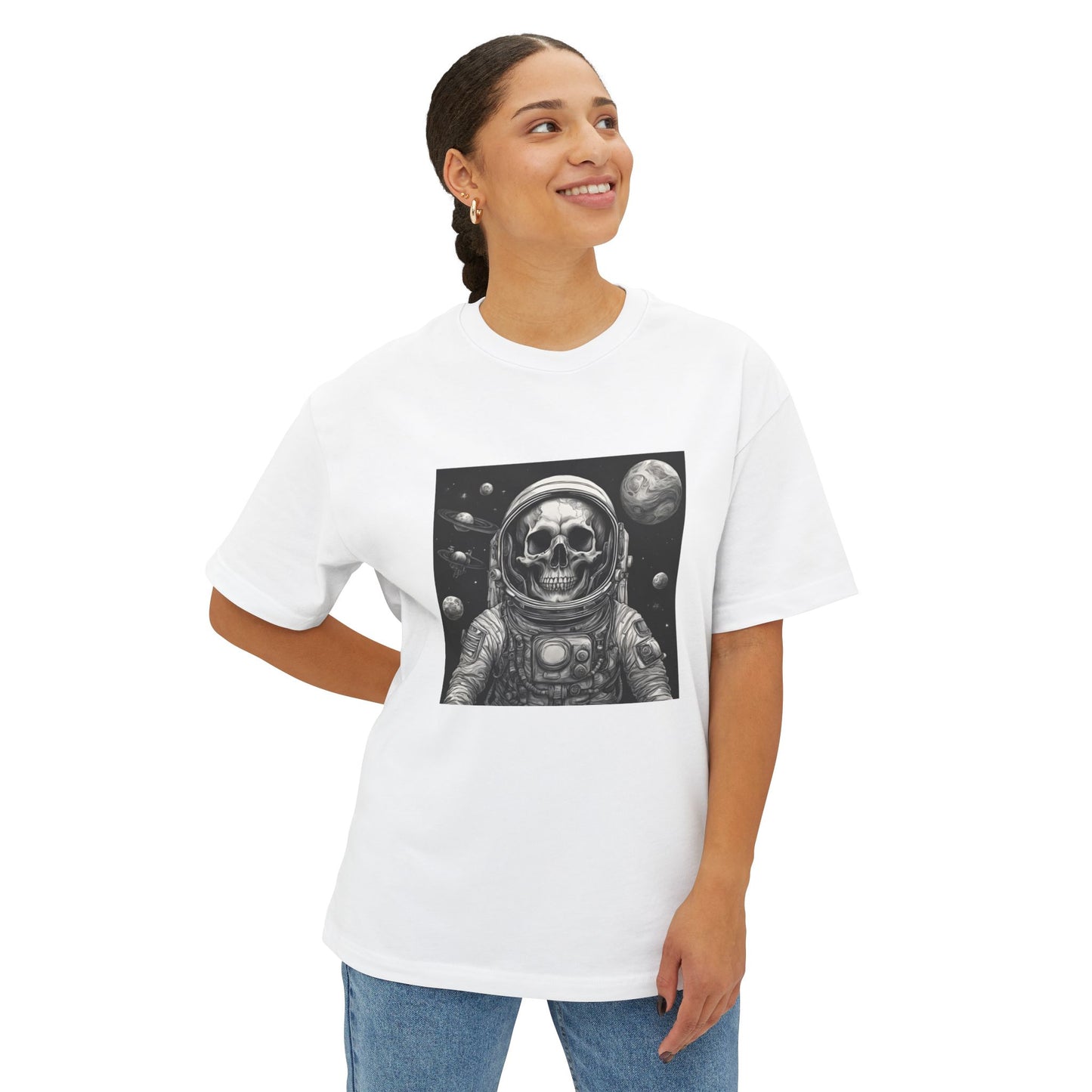 Space Skeleton Unisex Oversized Boxy Tee