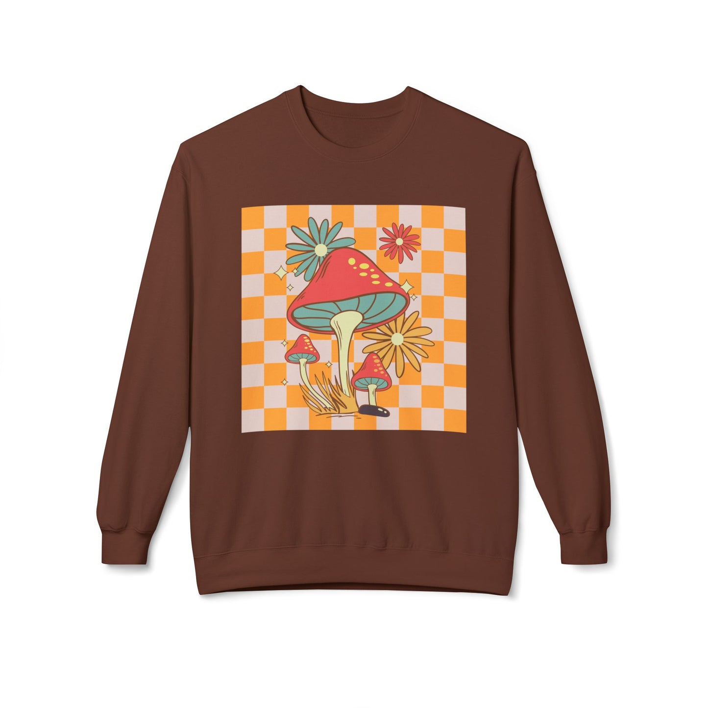 Retro Mushroom Unisex Midweight Softstyle Fleece Crewneck Sweatshirt