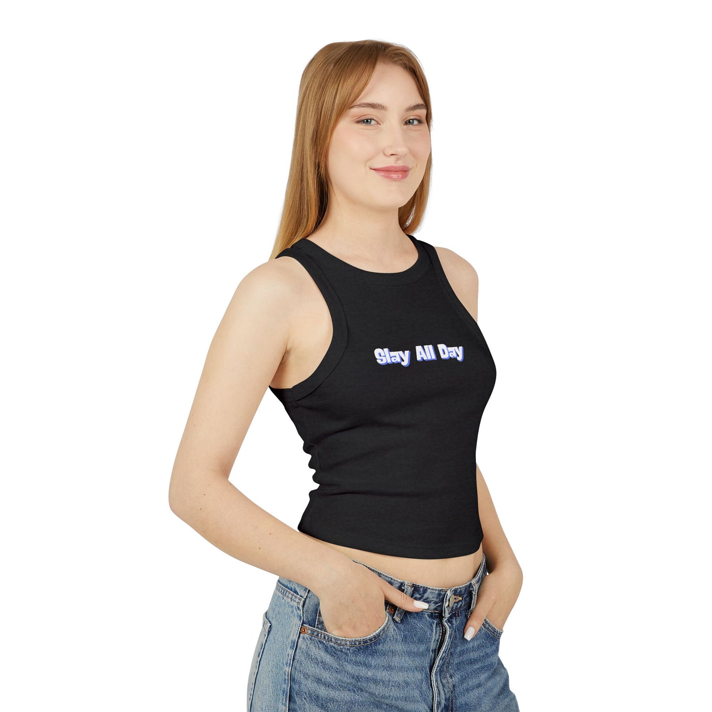 Slay All Day Women's Micro Rib Racer Tank Top