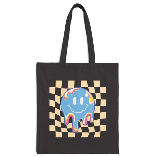 Retro Smiley Cotton Canvas Tote Bag