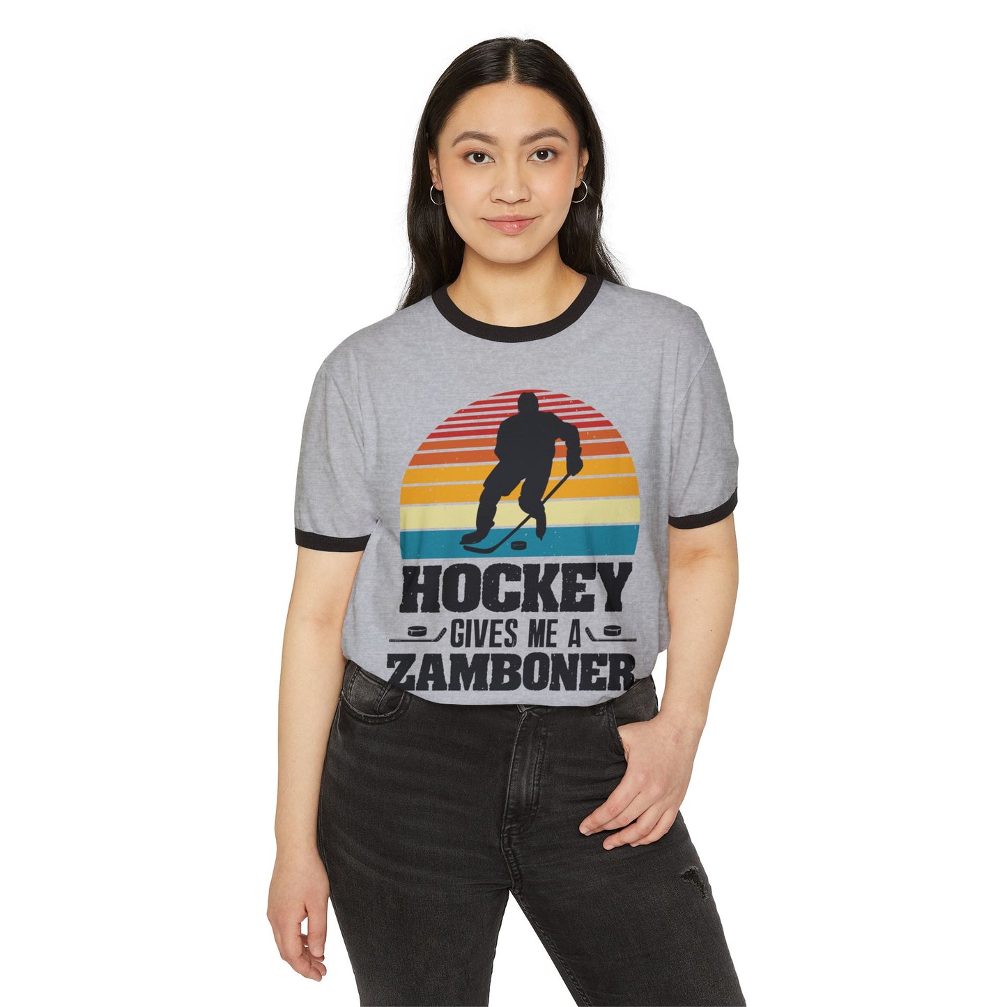 Hockey Gives Me a Zamboner Unisex Cotton Ringer T-Shirt