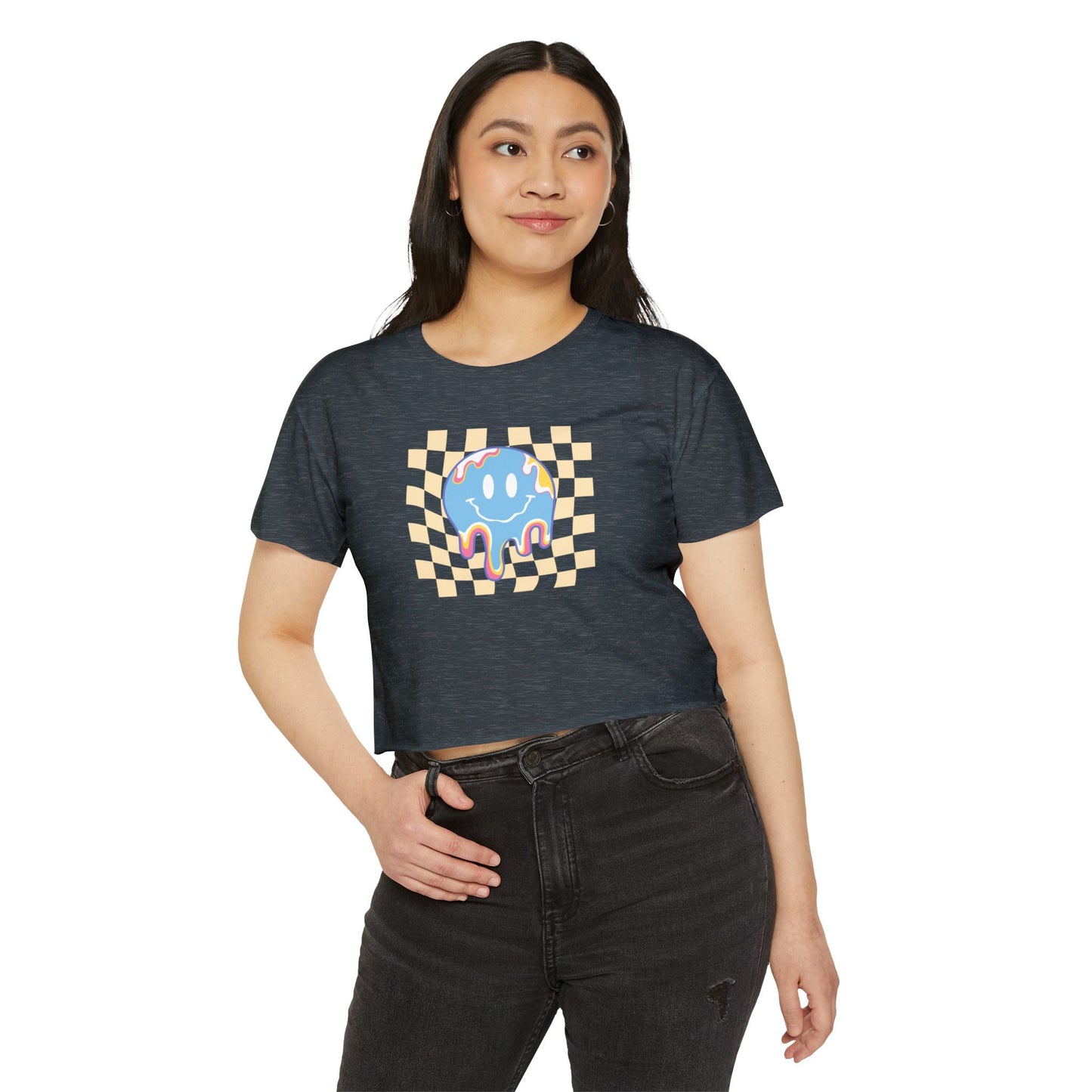 Retro Smiley Face Women's Festival Crop Top