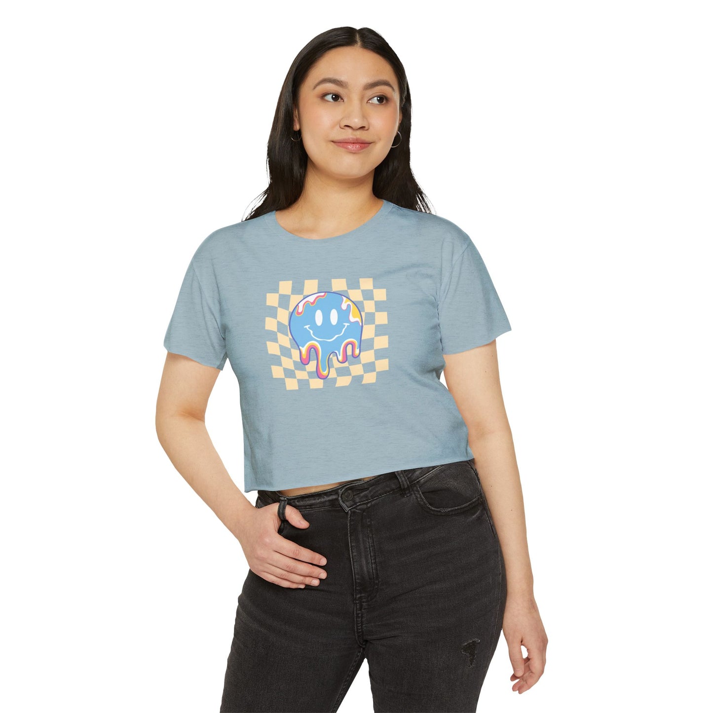 Retro Smiley Face Women's Festival Crop Top