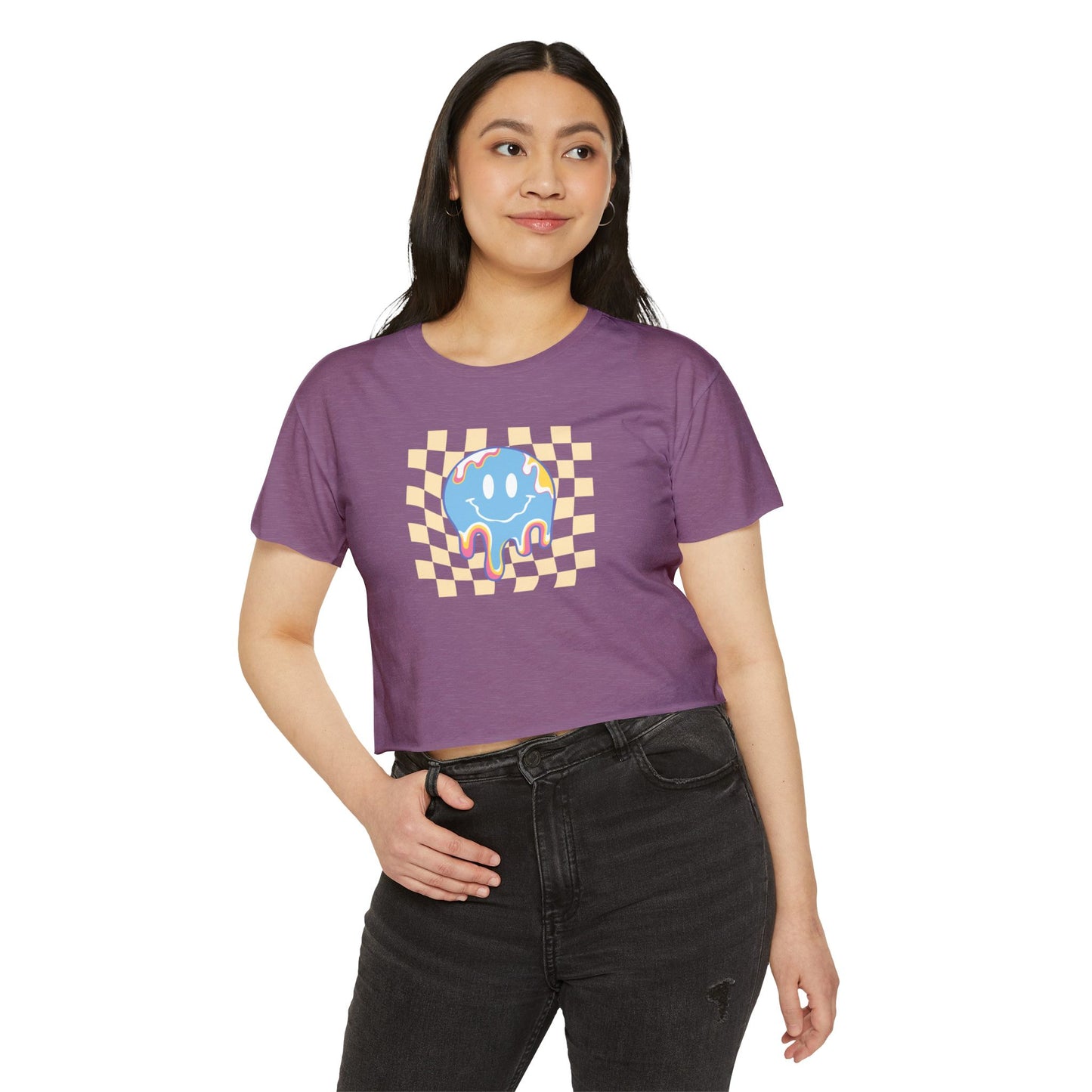 Retro Smiley Face Women's Festival Crop Top