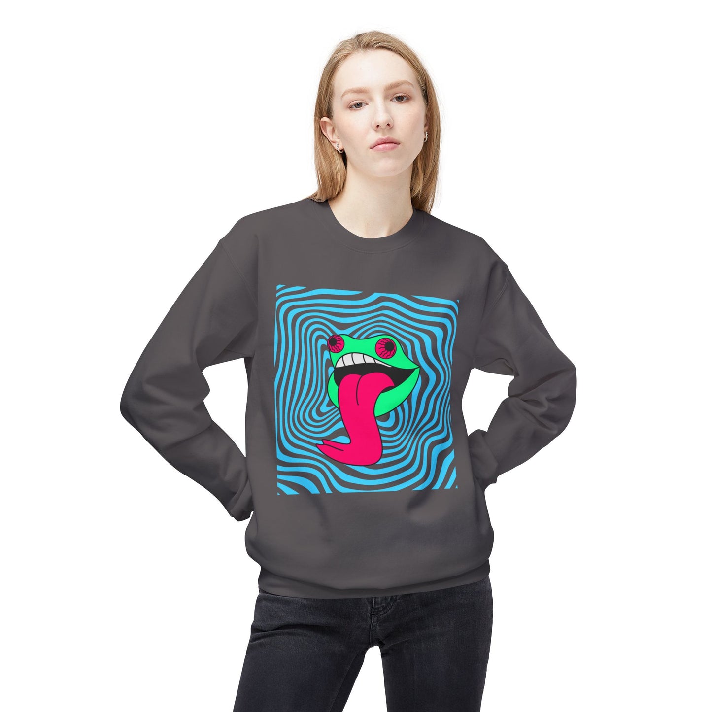 Retro Frog Unisex Midweight Softstyle Fleece Crewneck Sweatshirt